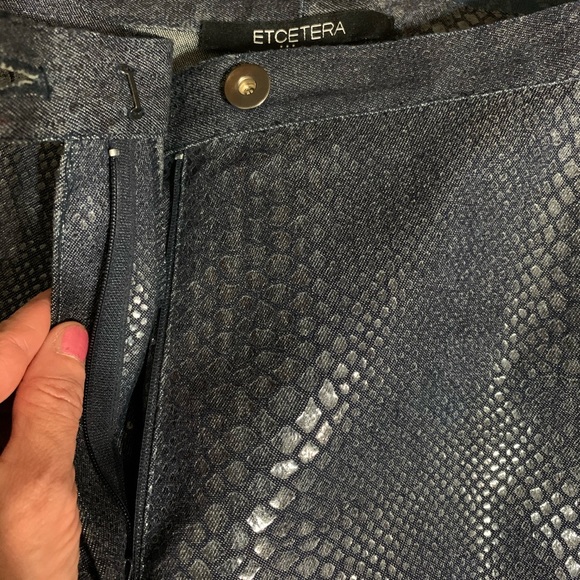 NWOT, Etcetera python scale denim Pants - Picture 7 of 8